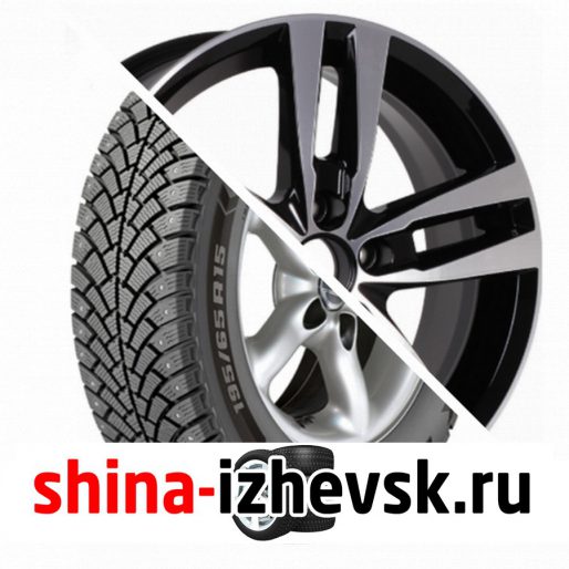 Колесо в сборе BF Goodrich G Force Stud 205/55 R16 Q 94 + КиК Rassvet 6.5xR16 5×114.3 ET45 DIA66.1 Черный глянцевый с полированными элементами лицевой поверхности в Ижевске